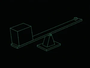 Home 27 Blueprint illustration of a balance beam tipped by a large block over a small one