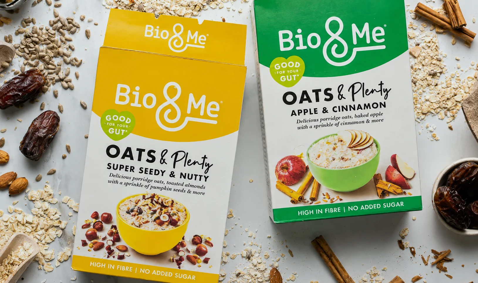 Bio&Me gut-health oat products with fresh berries