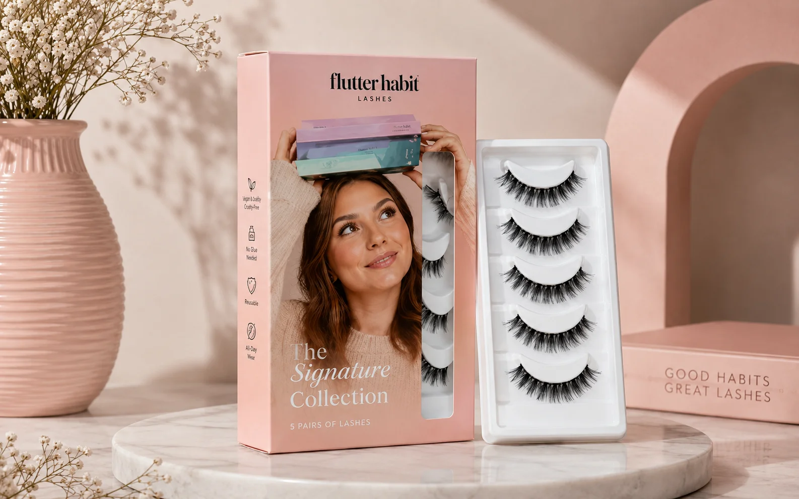 Home 24 FlutterHabit DIY lash extension products held up