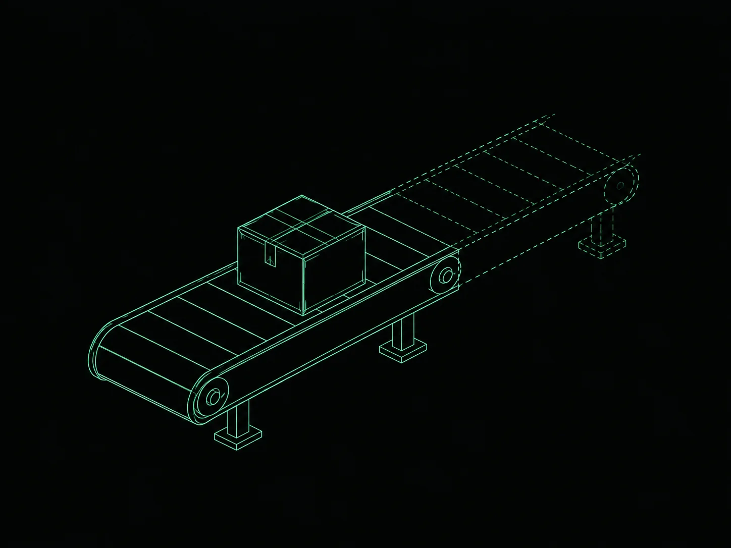 Blueprint illustration of a parcel on a track that becomes unfinished ahead of it
